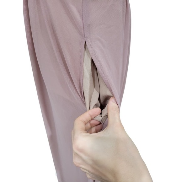 Birdy‎ Grey Ruched Chiffon Sweetheart Neck Bridesmaid Formal Dress Small Mauve - Picture 6 of 11